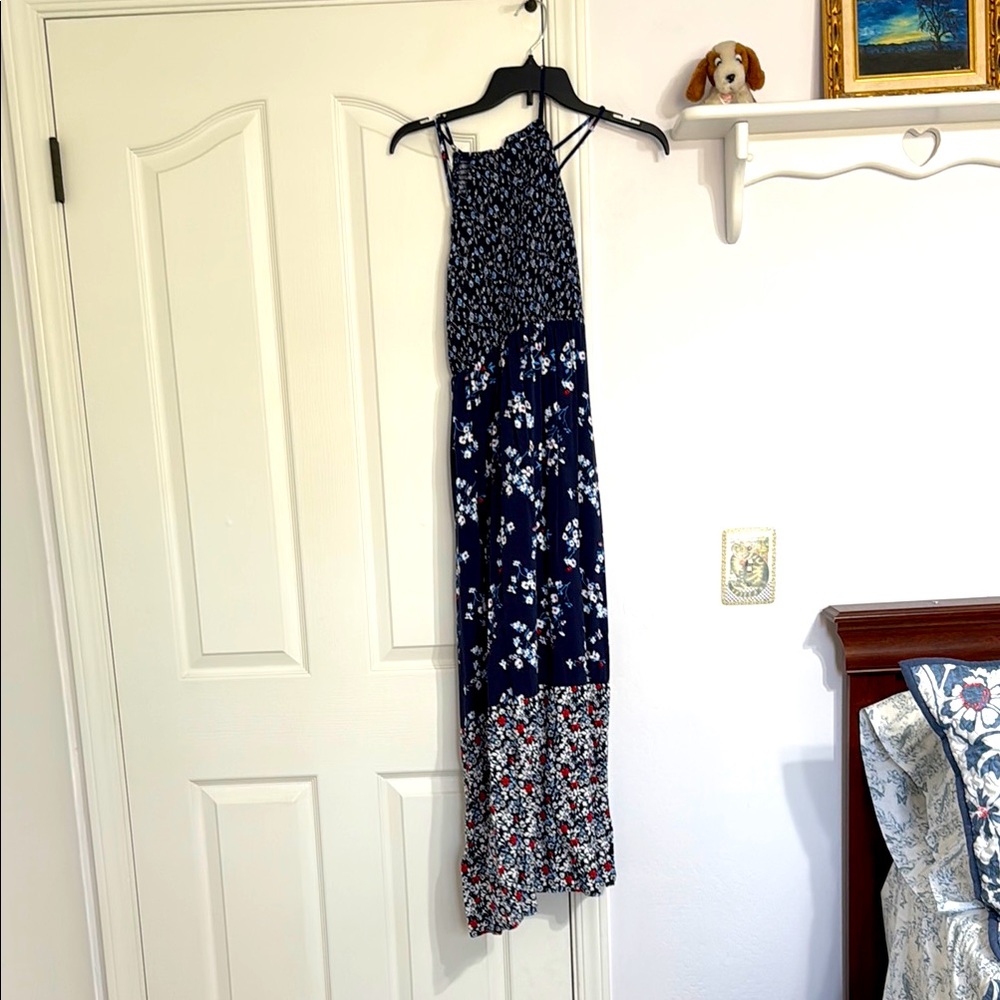 Xhilaration Navy and Light Blue Floral Dress